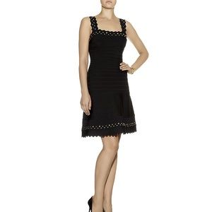Herve Leger Faith Dress Black Gold Studs